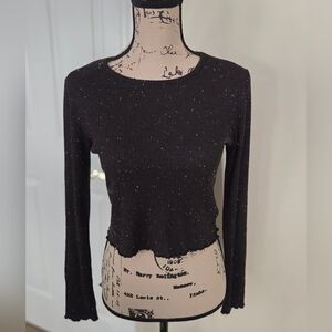 American Eagle Outfitters Black Speckled Long Sleeve Top Medium